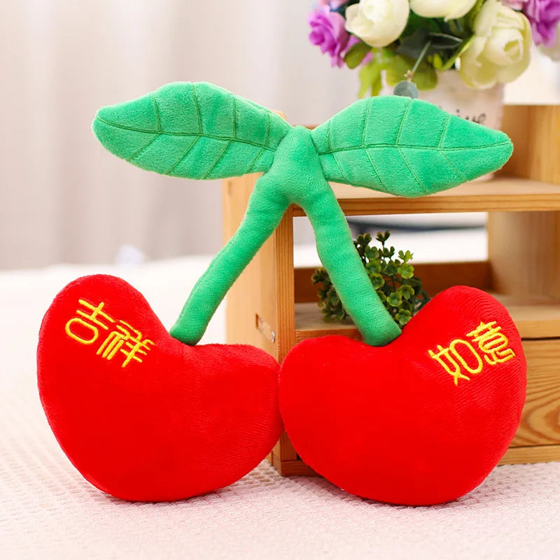 Peluche cerise dessin animé Kawaii, plantes en peluche, nourriture, cerise rouge, coussin, mignon, doux, jouets pour enfants, cadeau, décoration