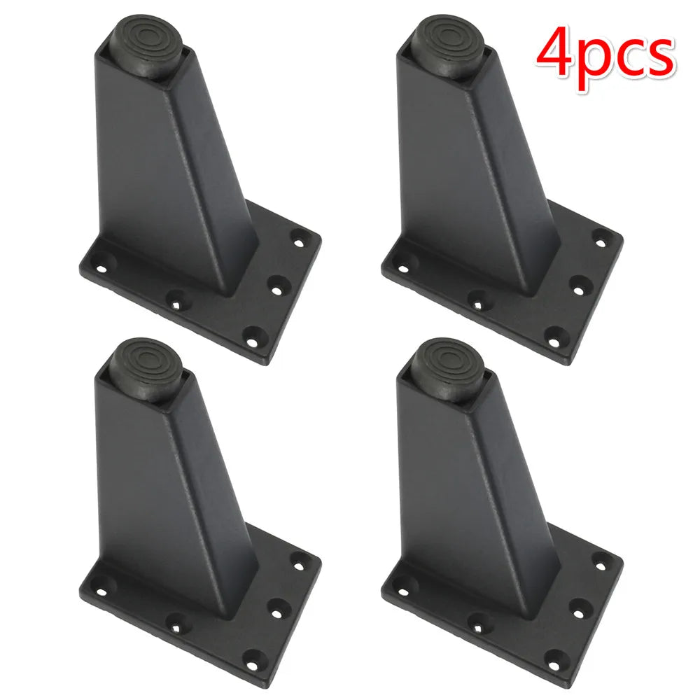 Lot de 4 pieds de meuble réglables en métal, noirs, en alliage d'aluminium épais, pour canapé, lit, meuble TV