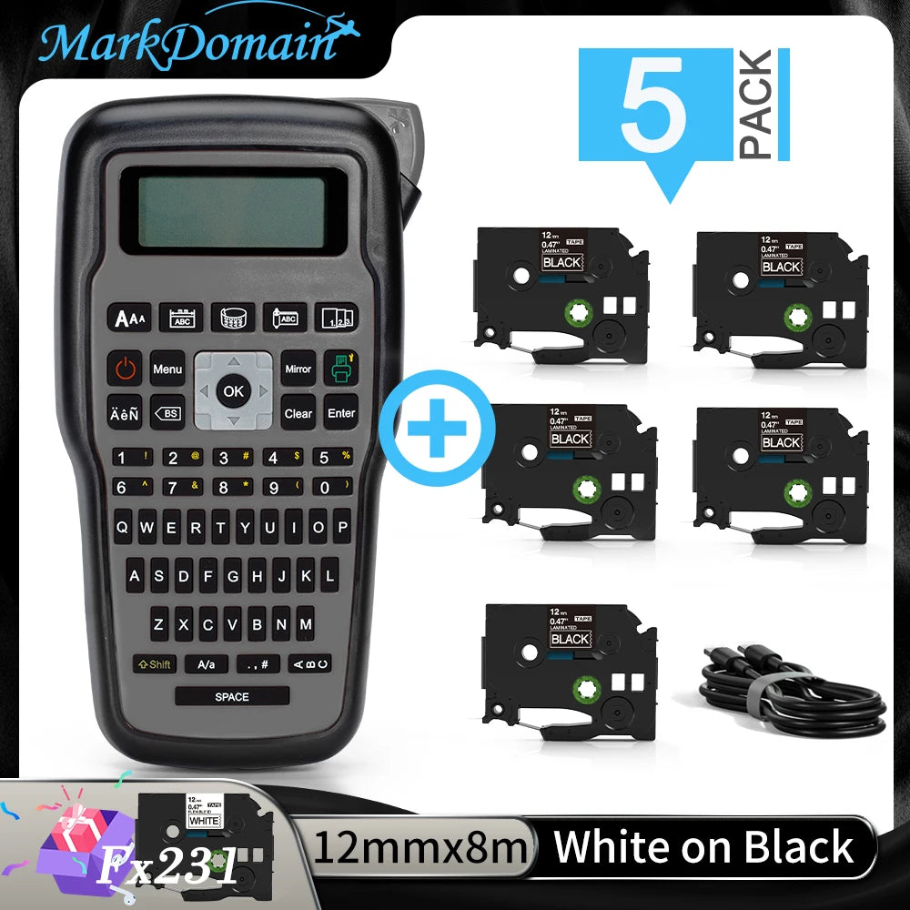 Imprimante portable E1000 Pro, étiqueteuse portable pour travaux d'étiquetage industriel, compatible avec le ruban d'étiquettes Brother TZe-231