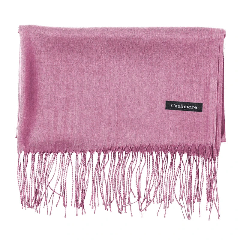 Écharpe tendance pour femme, couleur unie, hijab d'hiver, pompons, long châle, style cachemire, pashmina, bandana