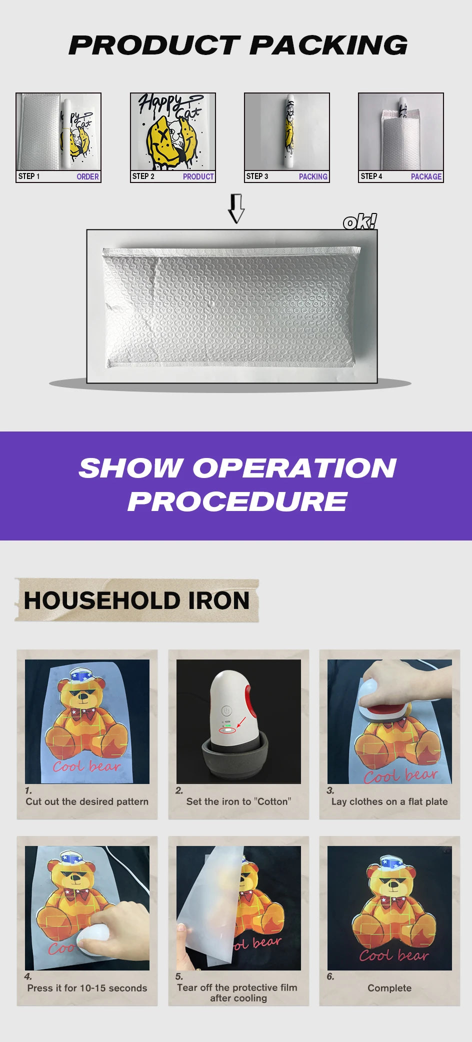 Autocollant personnalisé avec logo, transfert thermoadhésif, patchs thermoadhésifs pour vêtements, autocollants à transfert thermique