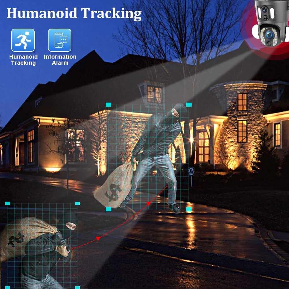 LS VISION 4G Solar Security Camera Outdoor 20X Zoom Dual Screen 8MP WiFi PTZ Dual Lens PIR Detection Auto Tracking Camera UBOX