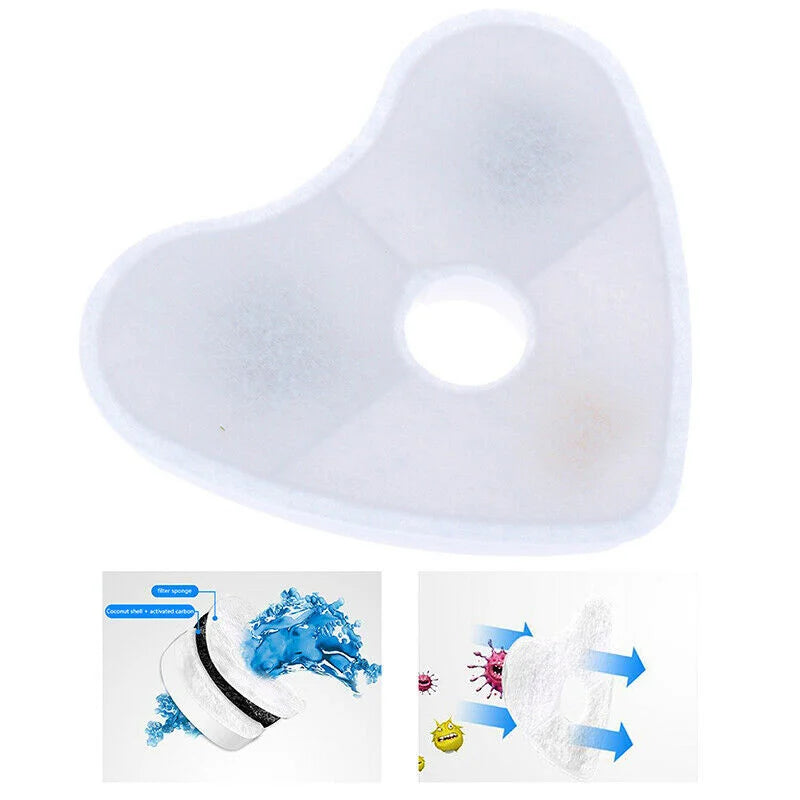 Hot Activated Carbon Filters For Automatic Cat Water Fountain Indoor Pets Drinking Filter Heart Shaped Artifact Pet Dispenser