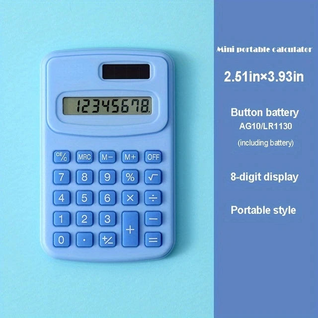Small Solar Calculator Portable Calculator Cute 8 Digits LCD Electronic Home Office Calculator for Kid Primary School Calculator