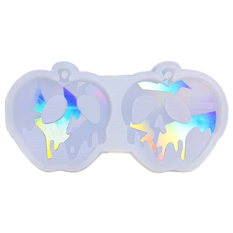 R3MC Light Keychain Pendant Silicone Mold Skull Apples Earrings Mold DIY Ornaments Mould for Birthday Gift