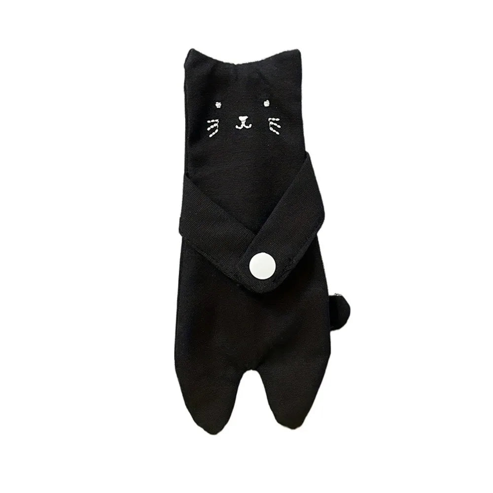 Canvas Cartoon Cat Coin Purse Zipper Closure Anti Loss Zippered Mini Wallet Snap Button Decorative Small Change Pouch Daily Use