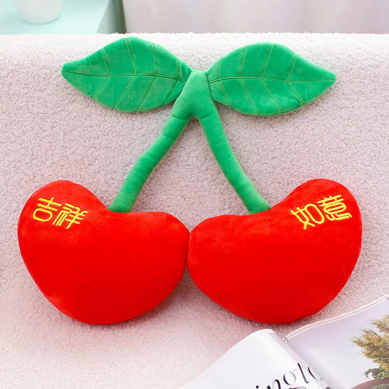 Peluche cerise dessin animé Kawaii, plantes en peluche, nourriture, cerise rouge, coussin, mignon, doux, jouets pour enfants, cadeau, décoration