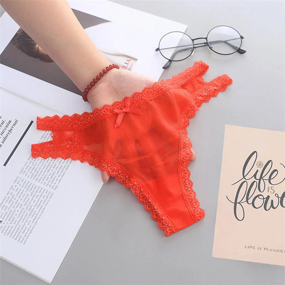 Sexy Lingerie G-String Summer Thin Panties Hollow Out Lace Seamless Underwear Low Waist Breathable Comfort Lady Briefs Thongs