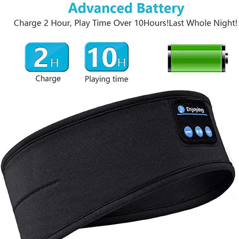 Masque de musique sans fil Bluetooth, bandeau de sport, casque anti-bruit, pour conversation, course, yoga, musique, casque de sommeil sans fil