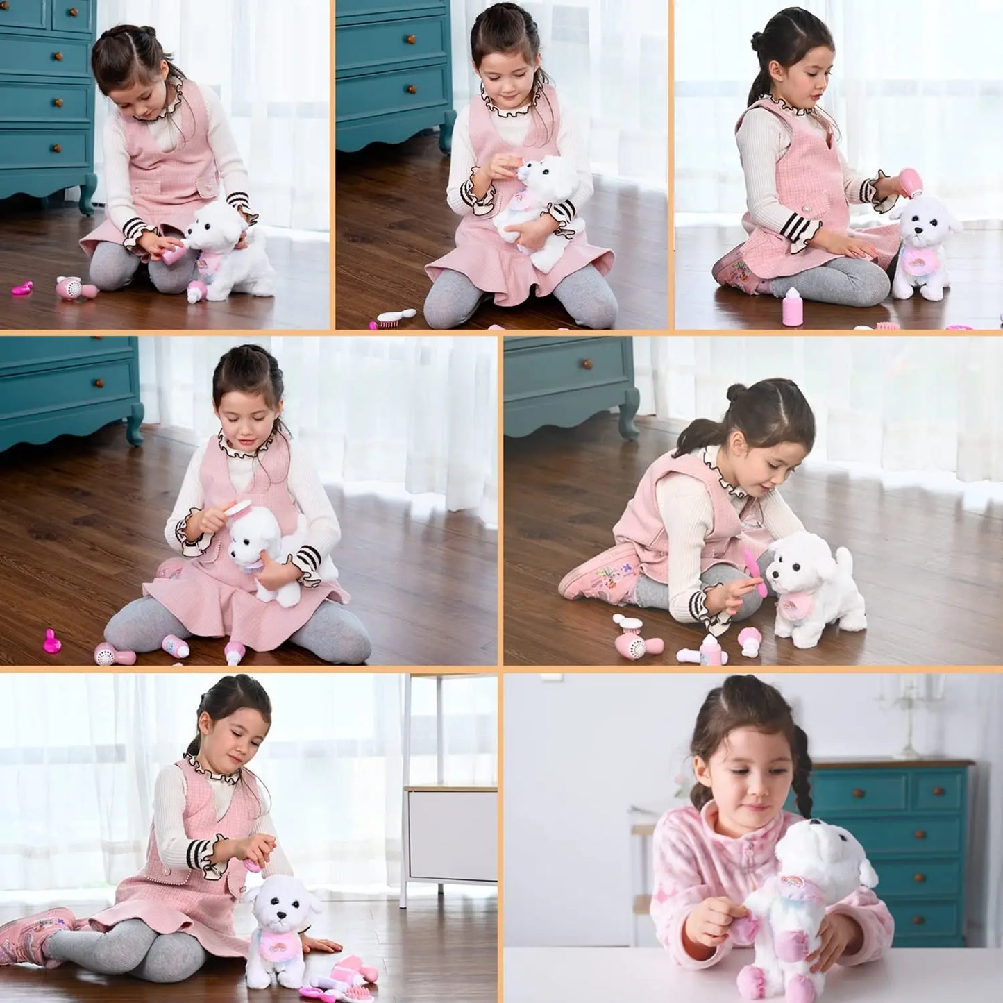 Jouet interactif électronique en peluche pour enfant, qui secoue la queue, fait semblant de s'habiller, chien en peluche qui aboie et marche avec laisse