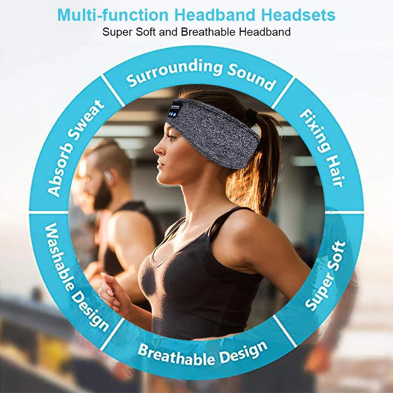 Masque de musique sans fil Bluetooth, bandeau de sport, casque anti-bruit, pour conversation, course, yoga, musique, casque de sommeil sans fil