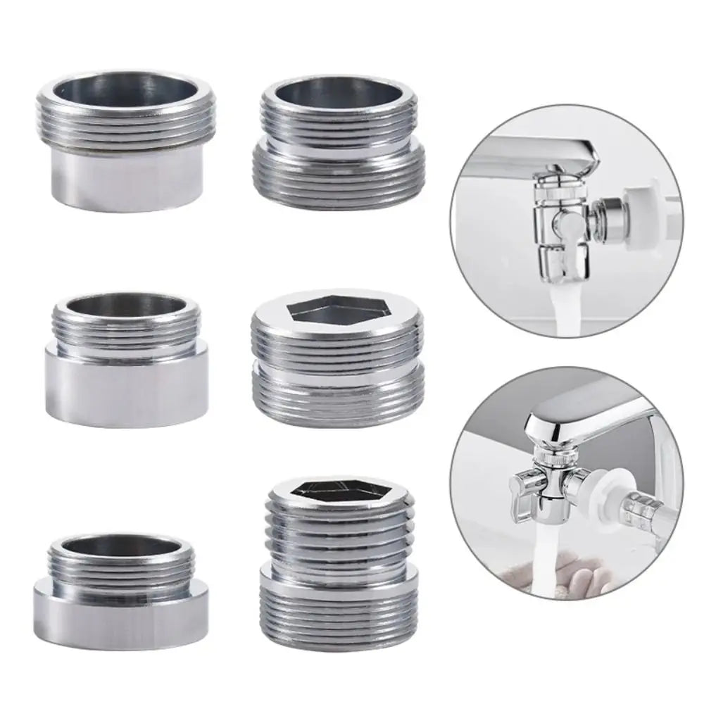 Kitchen Faucet Adapter Set 18/20/22/24mm To 22mm With Washer Metal Male Female Saving Tap Aerator Connector Bathroom Accessories