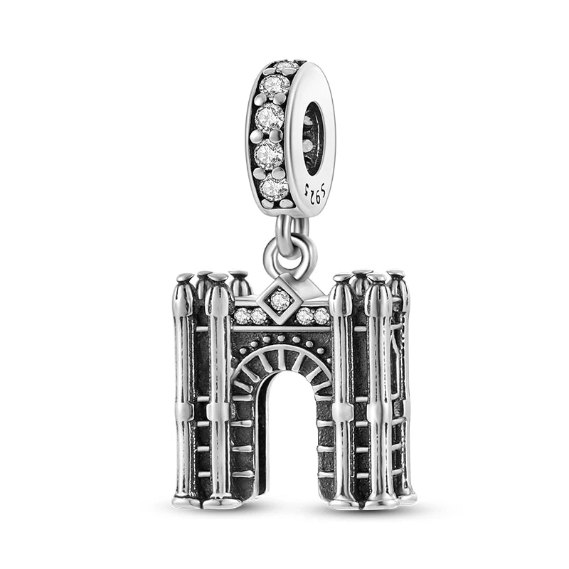 925 Sterling Silver Spots Series Charm Eiffel Tower Egypt Charms Pendant Fit MULA Original Sliver Bracelets DIY Jewelry Gifts