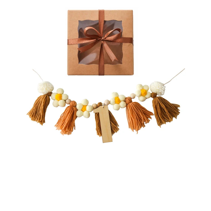 Happy Birthday Banner Handmade Tassel Pendant First Boys Girl Baby Shower Birthday Party Balloon Decoration Supplies Baby Gifts