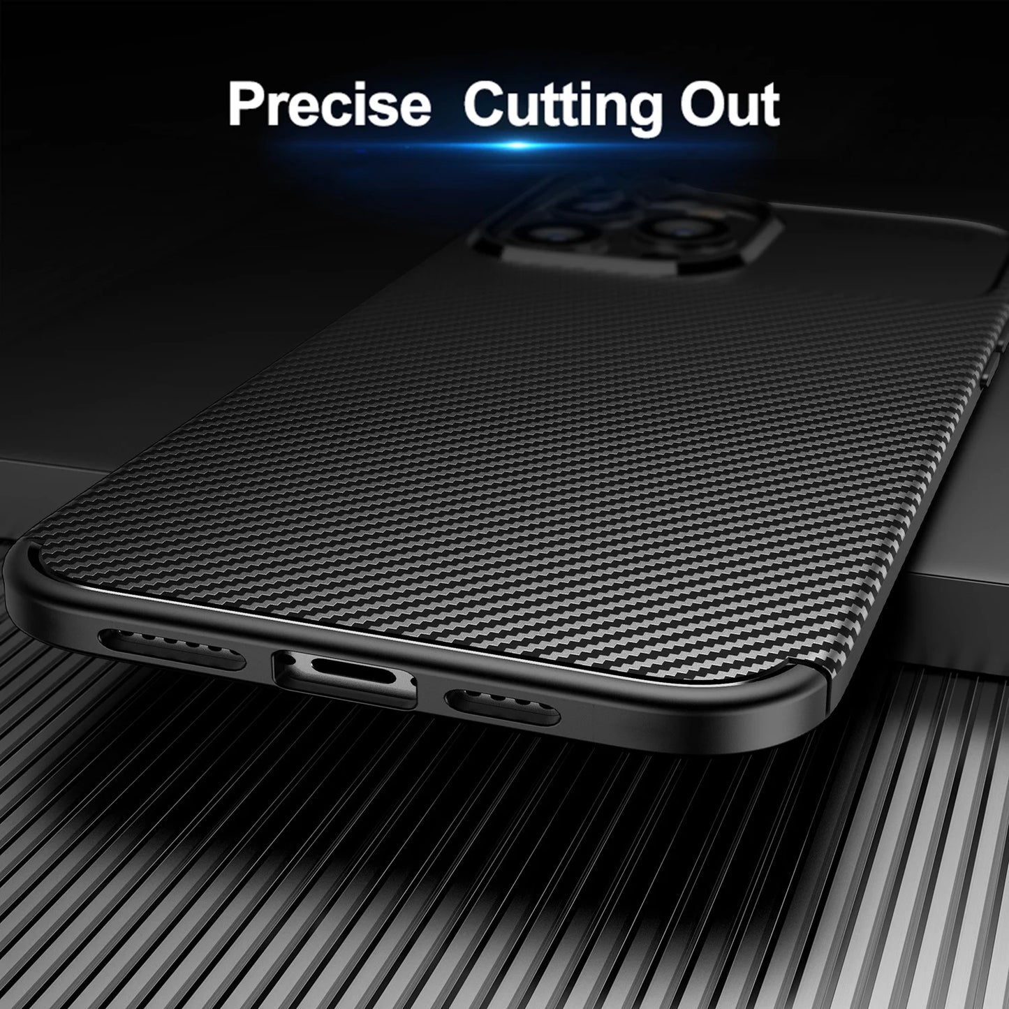 Carbon Fiber Patten Case For Apple iPhone 11 12 13 14 15 Pro Max 14 Plus Shockproof Soft TPU Case