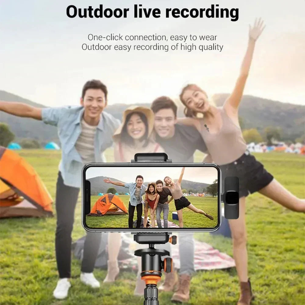 Portable Wireless Lavalier Microphone for Live Streaming/YouTube/TikTok/Facebook Live Noise Reduction Mic For iPhone/Android