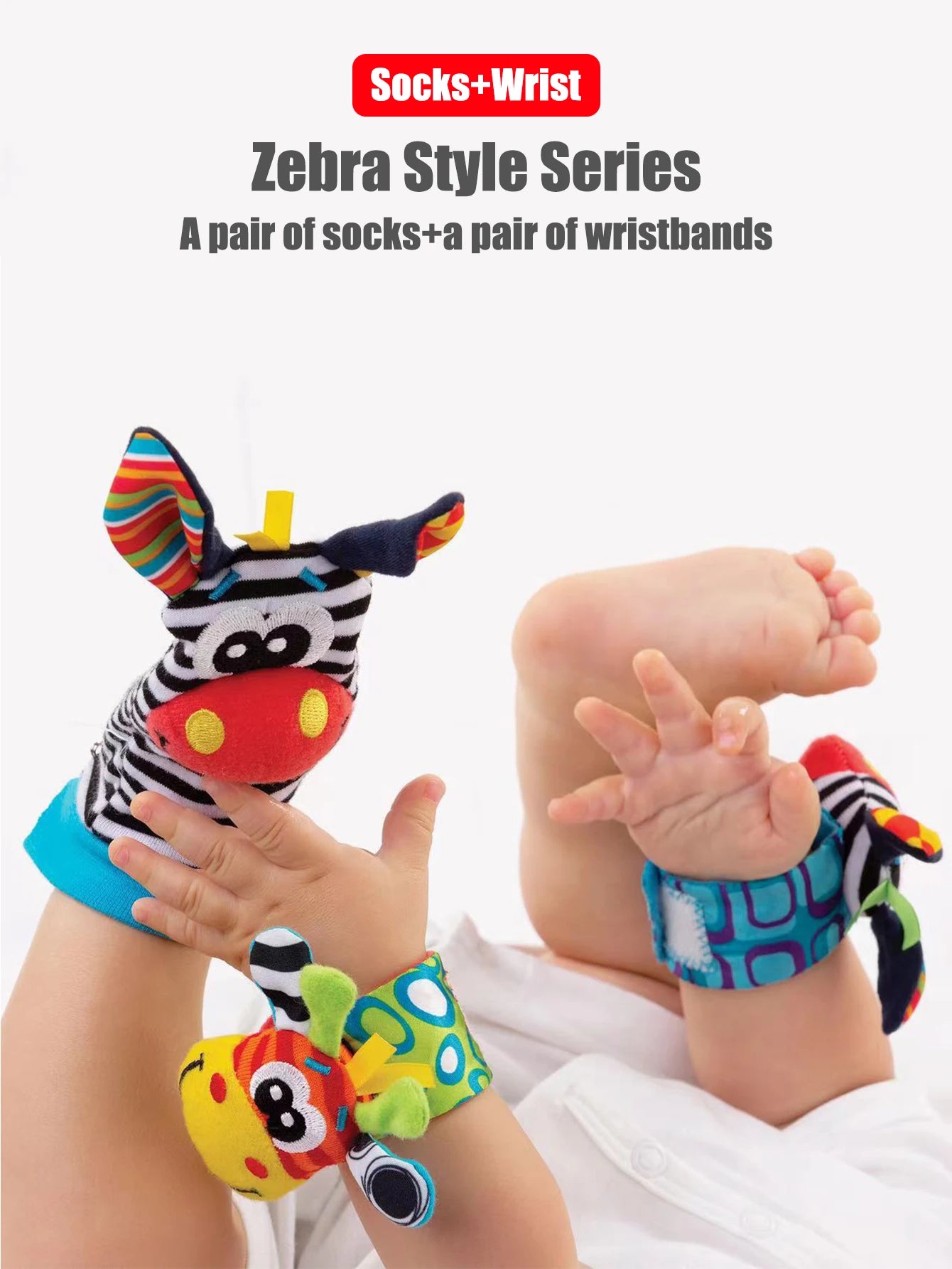 Baby Early Sensory Toys Cartoon Wrist Ring Socks Bed wrapping, bed hanging, soothing cloth toy, sleep soothing towel Baby Rattle