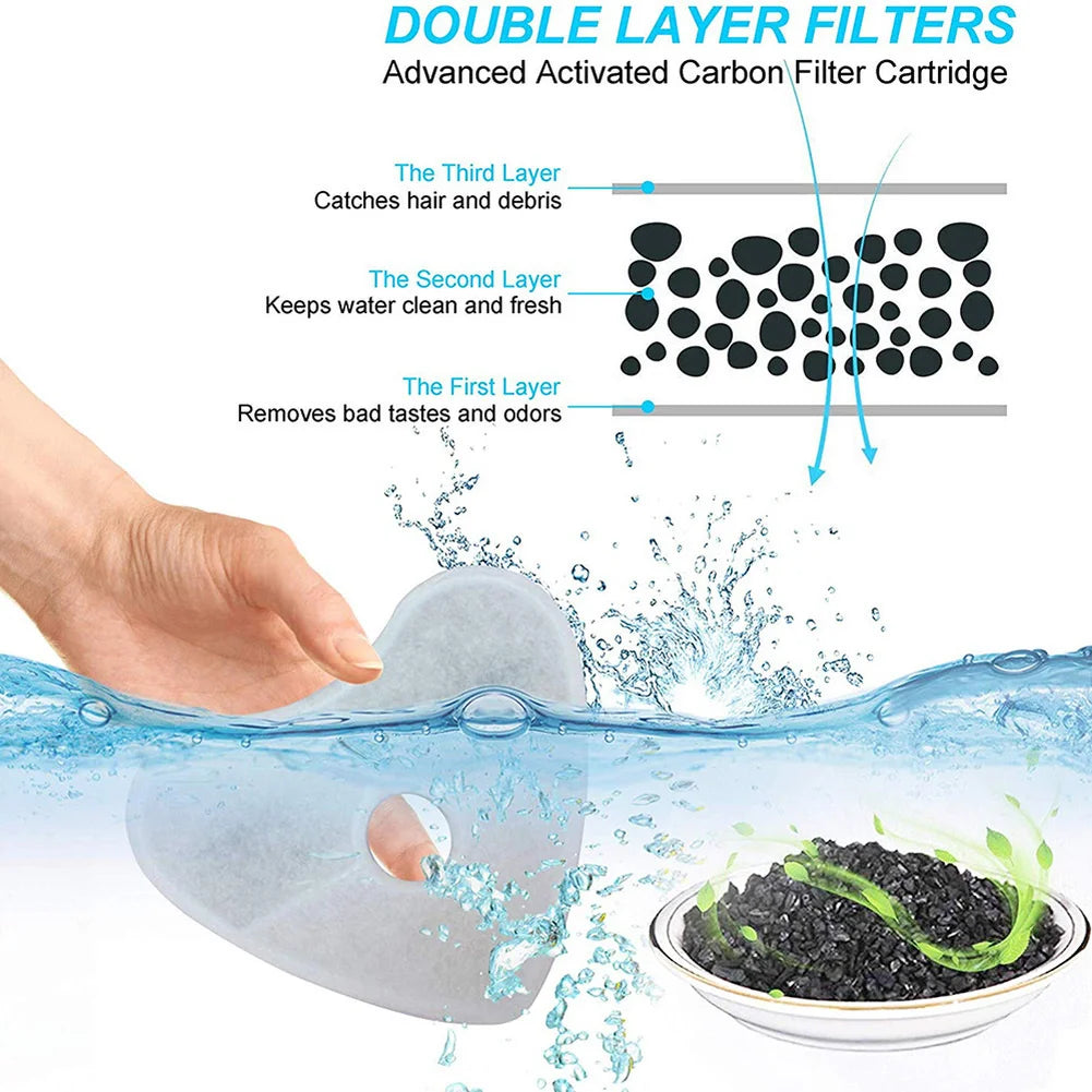 Hot Activated Carbon Filters For Automatic Cat Water Fountain Indoor Pets Drinking Filter Heart Shaped Artifact Pet Dispenser