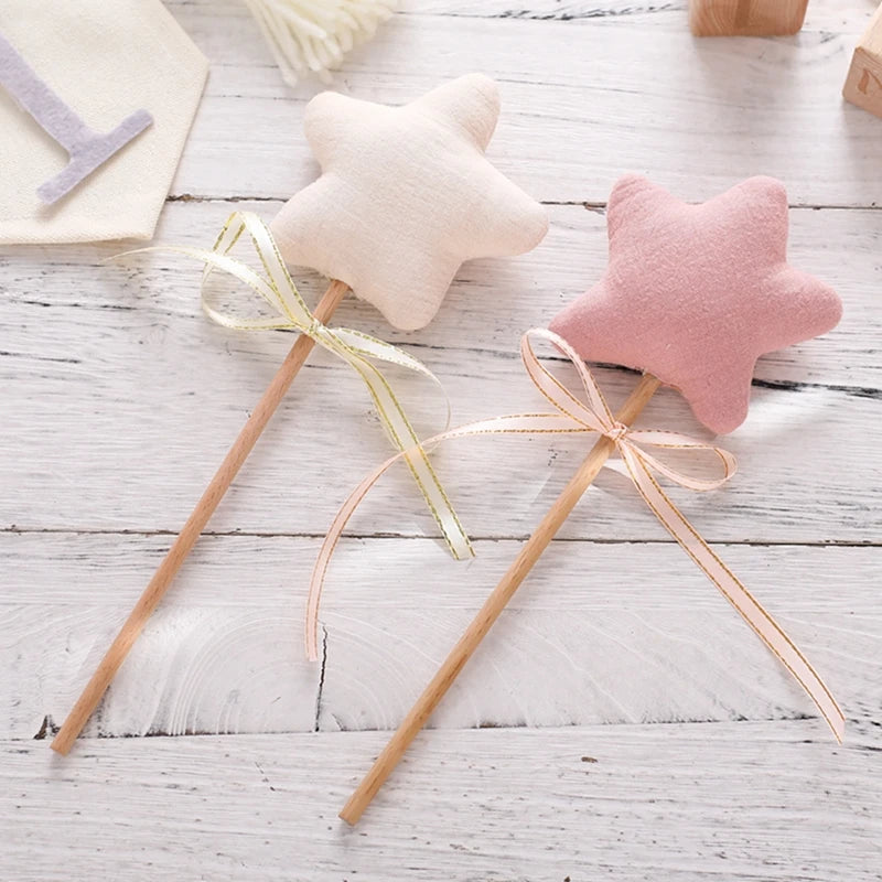 1PC Baby Wooden Star Magic Wand Rattle Play Gym Teether Toy Newborn Birthday Party Photography Prop Montessori Toys For Kid Gift