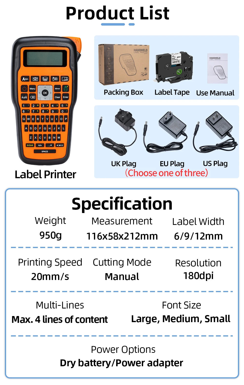 Imprimante portable E1000 Pro, étiqueteuse portable pour travaux d'étiquetage industriel, compatible avec le ruban d'étiquettes Brother TZe-231