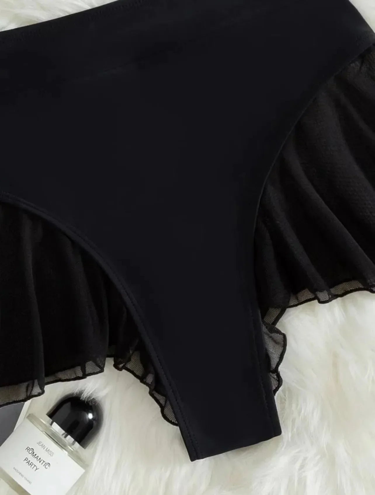 2025 New Thong Sexy Swim Panty for Women High Waist Beachwear Swimwear Ruffle Solid Swim Trunk Cute Beach Shorts Bathing Suit