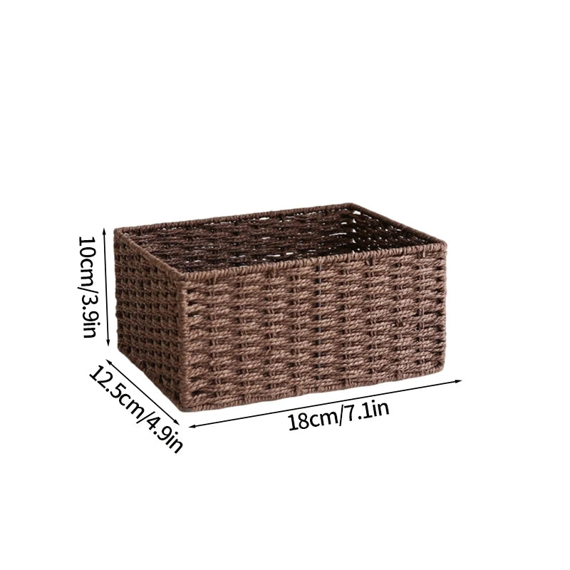 Boîte de rangement tissée à la main Grand panier Rangement de vêtements tissés Cuisine Chambre Salon Vêtements Épicerie Articles divers Organisateur