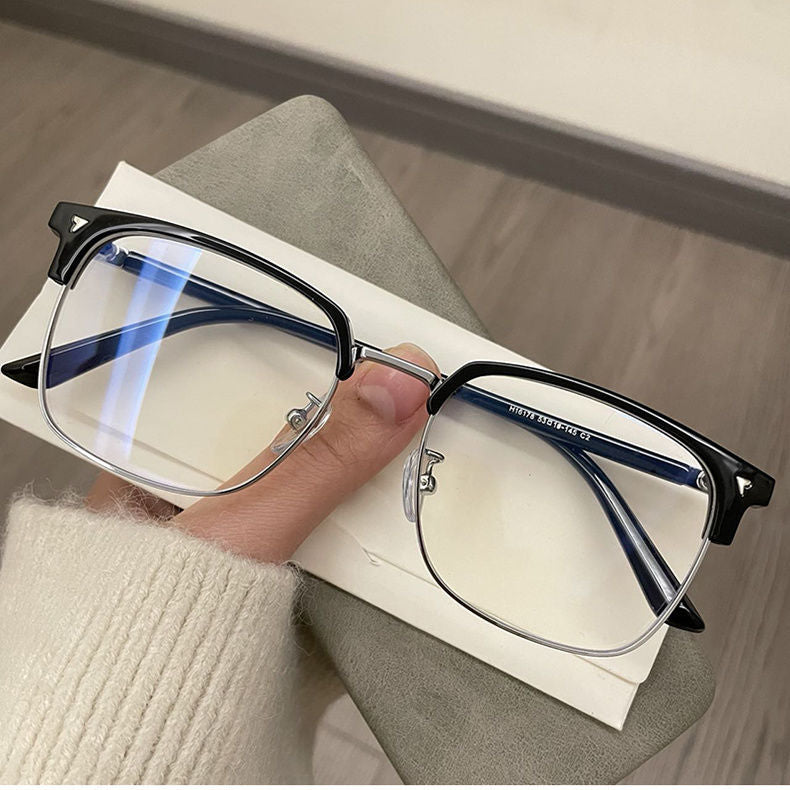 Lunettes anti-lumière bleue pour hommes et femmes, style rétro, demi-monture, optique, vintage, carrées, anti-radiations