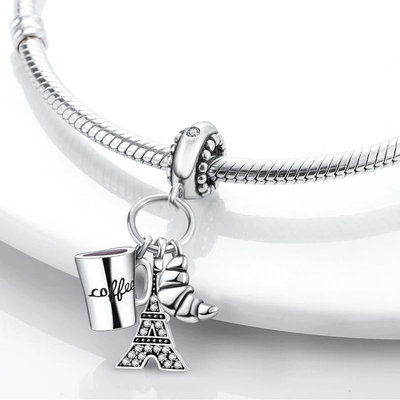 925 Sterling Silver Spots Series Charm Eiffel Tower Egypt Charms Pendant Fit MULA Original Sliver Bracelets DIY Jewelry Gifts