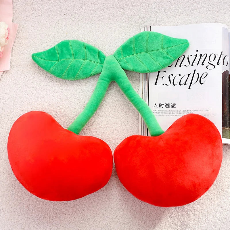 Peluche cerise dessin animé Kawaii, plantes en peluche, nourriture, cerise rouge, coussin, mignon, doux, jouets pour enfants, cadeau, décoration
