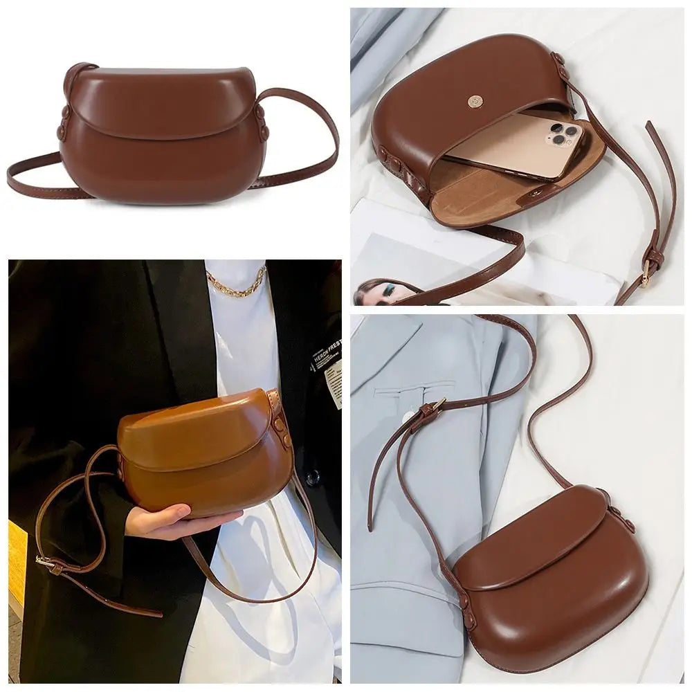 PU Leather Women Crossbody Bag Fashion Luxury Purse Sling Bags Saddle Shoulder Bag Candy Color Girl Messenger Bags