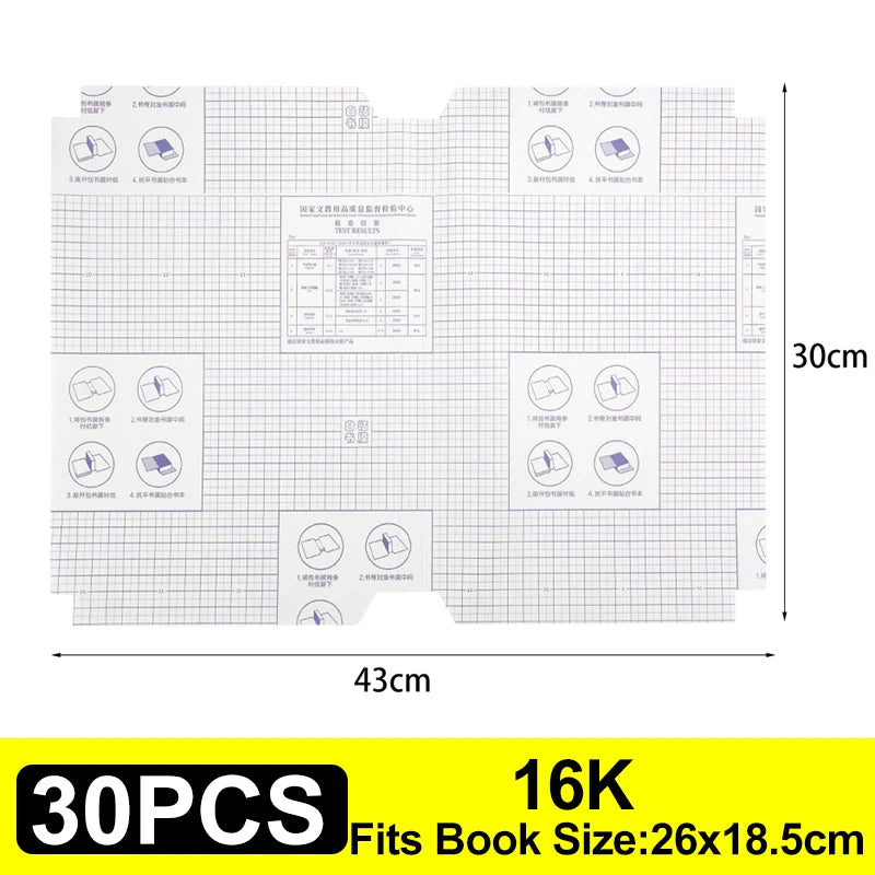 Lot de 10 à 30 protège-livres autocollants transparents et mats A4/16K/22K, imperméables, pour manuels scolaires, fournitures d'emballage