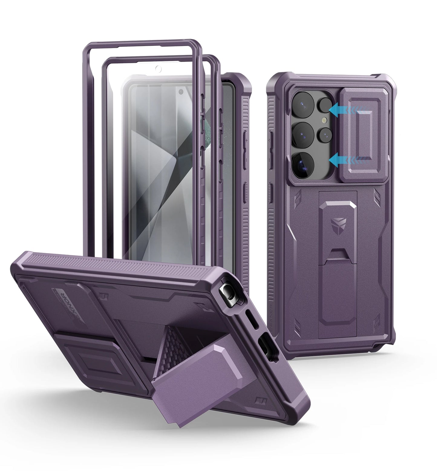 Dexnor For Samsung Galaxy S25 Ultra 2025 Case Full Body Rugged Case with Camera Cover & Built-in Screen Protector Kickstand Case