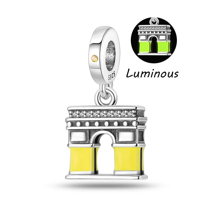 925 Sterling Silver Spots Series Charm Eiffel Tower Egypt Charms Pendant Fit MULA Original Sliver Bracelets DIY Jewelry Gifts