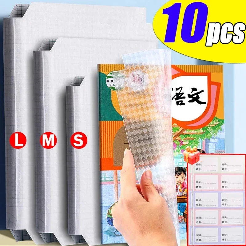 Lot de 10 protège-livres transparents et auto-adhésifs, réglables, pour manuels scolaires