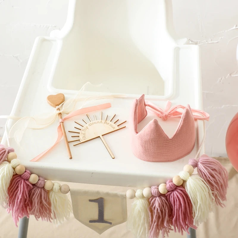 Happy Birthday Banner Handmade Tassel Pendant First Boys Girl Baby Shower Birthday Party Balloon Decoration Supplies Baby Gifts