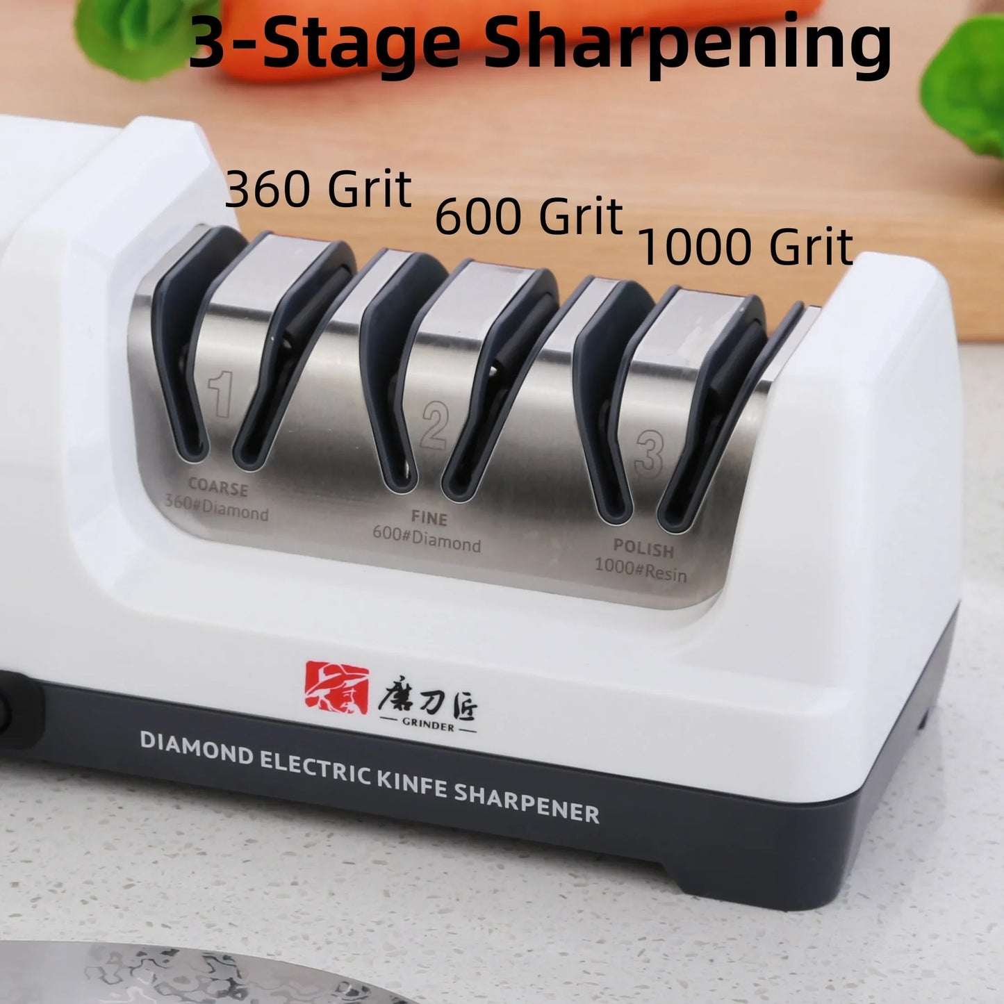 TAIDEA Top Level TG2101/TG2202 3 Stages 360 600 1000 Grit Electric Diamond Steel Sharpener Slot for Kitchen Ceramic Knife