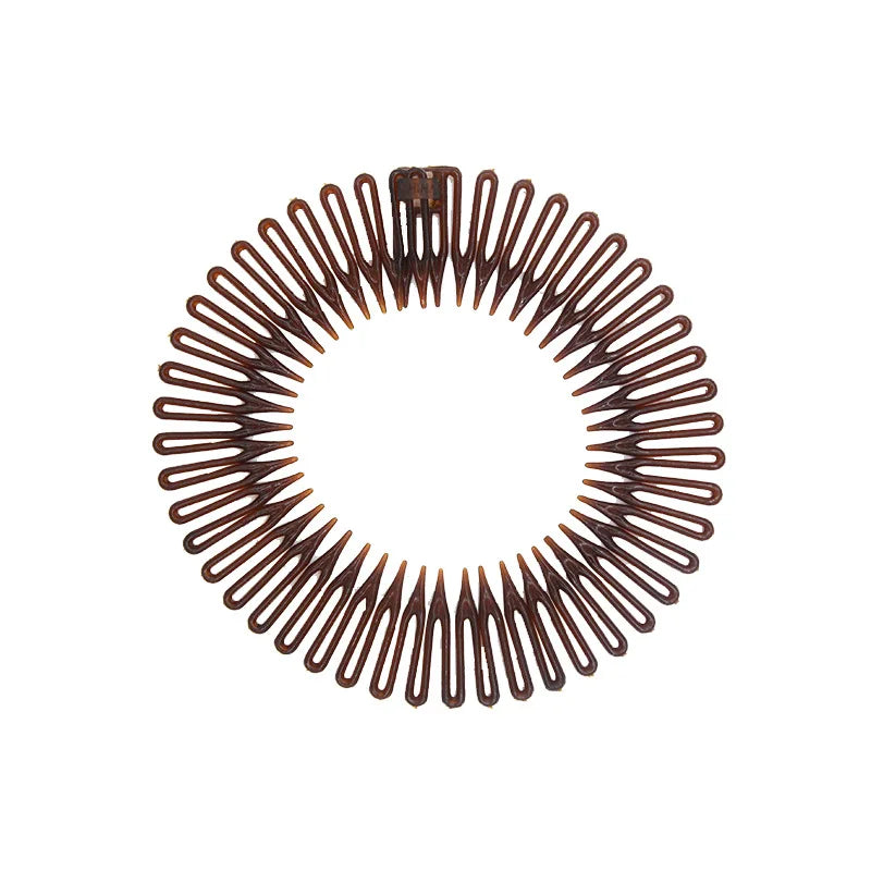 2pcs Rhinestone Plastic Full Circle Stretch Diamond Flexible Comb Teeth Headband Hair Band Clip Face Wash Fixed Hair Accessories