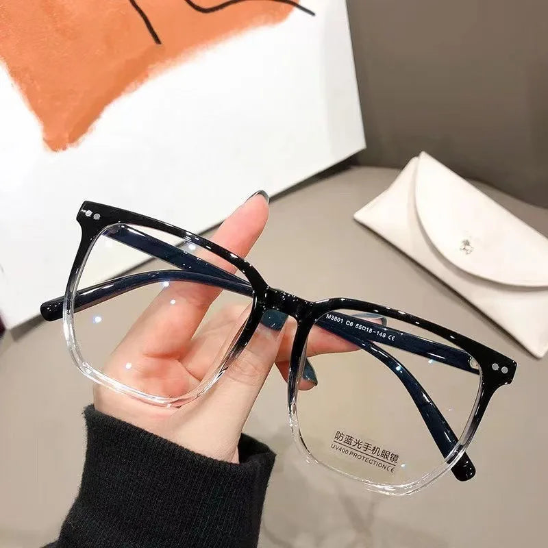 Monture de lunettes anti-lumière bleue tendance et tendance avec verres plats dégradés en bois pour femmes