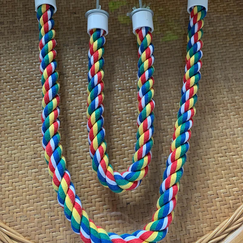 Parrot Rope Hanging Braided Budgie Chew Rope Bird Cage Cockatiel Toy Pet Stand Training Accessories Swing Supplies Parrot Swings