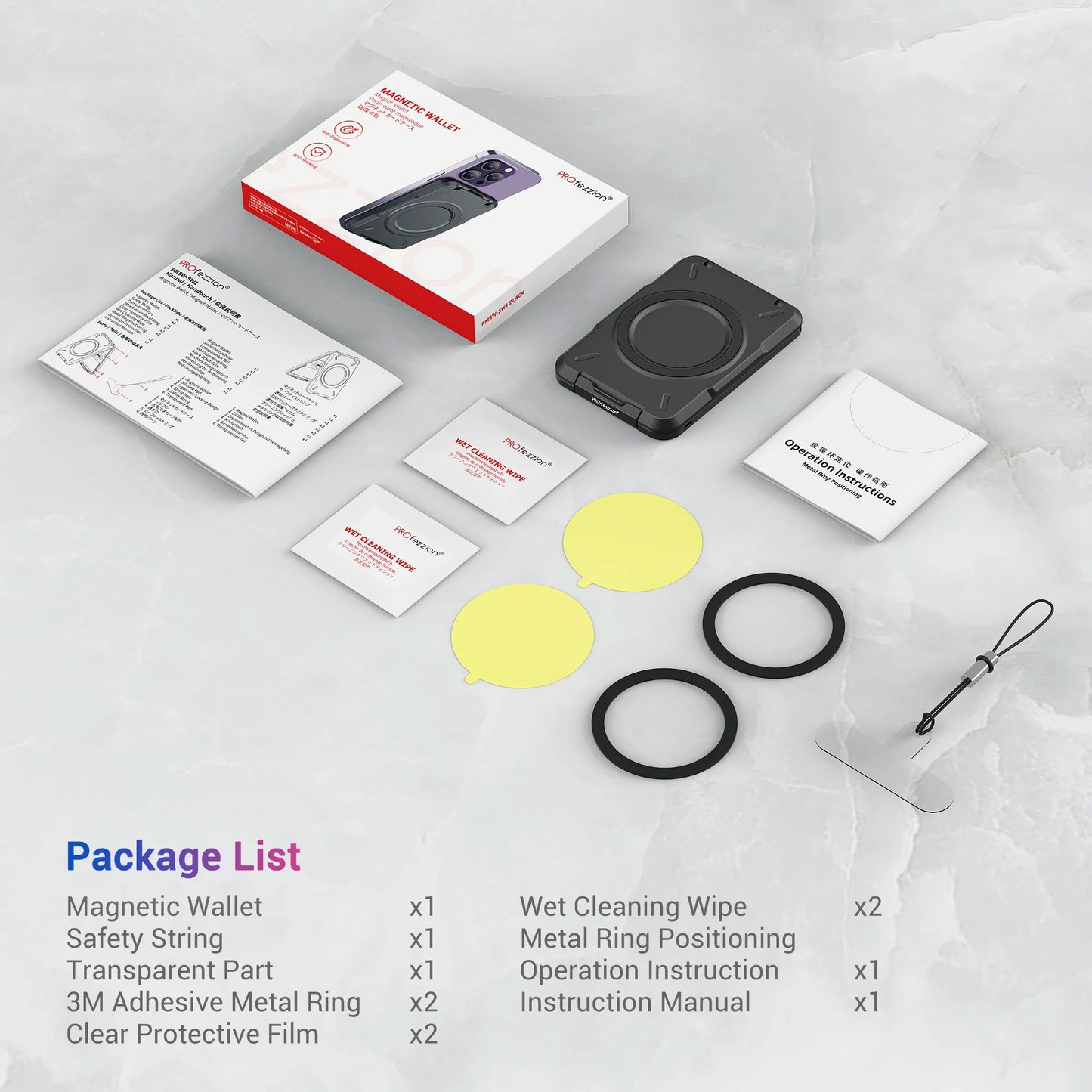 Magnetic Wallet & Card Holder with RFID Blocking Function for iPhone 16 15 14 Pro/ Pro Max/ 13 Pro Max/ 13 12 Pro MagSafe Wallet
