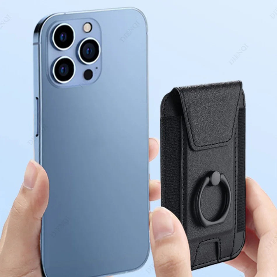 Magsafe Phone Wallet Card Holder with Ring Stand Flap Cover Pu Leather Wallet Magnetic Phone Case for Iphone 12 13 14 15 16 Pro