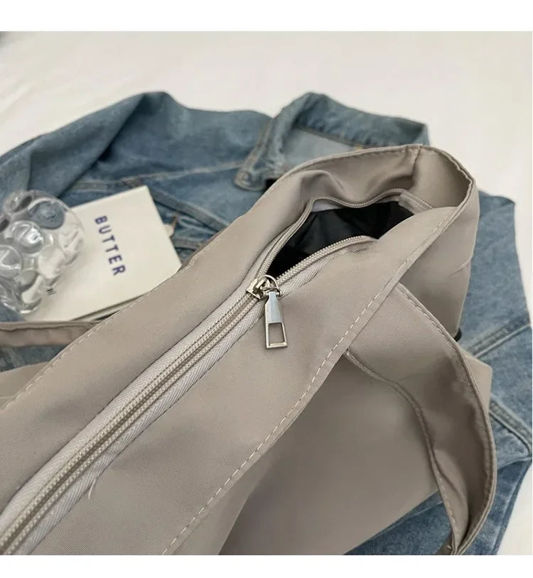 Sac fourre-tout décontracté de grande capacité, sac de voyage simple pour femme, grand sac à bandoulière, sacs à main esthétiques, sac fourre-tout à cordon