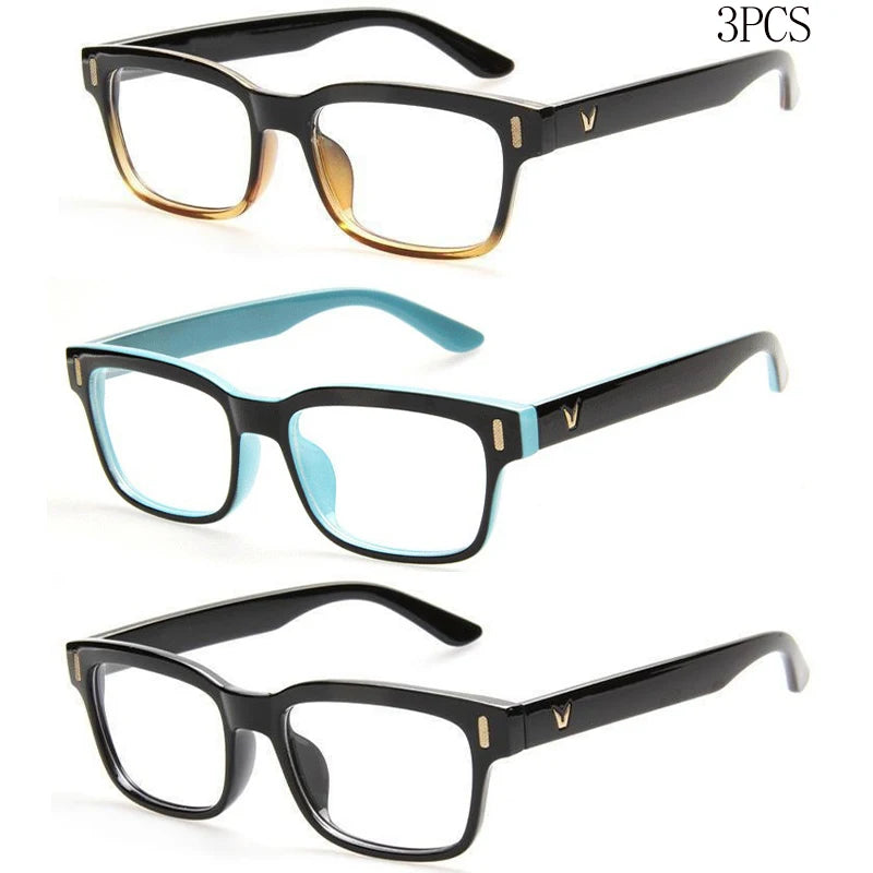 Lot de 3 lunettes carrées anti-bleues pour hommes et femmes, monture d'ordinateur, verres optiques, nouveauté 2023