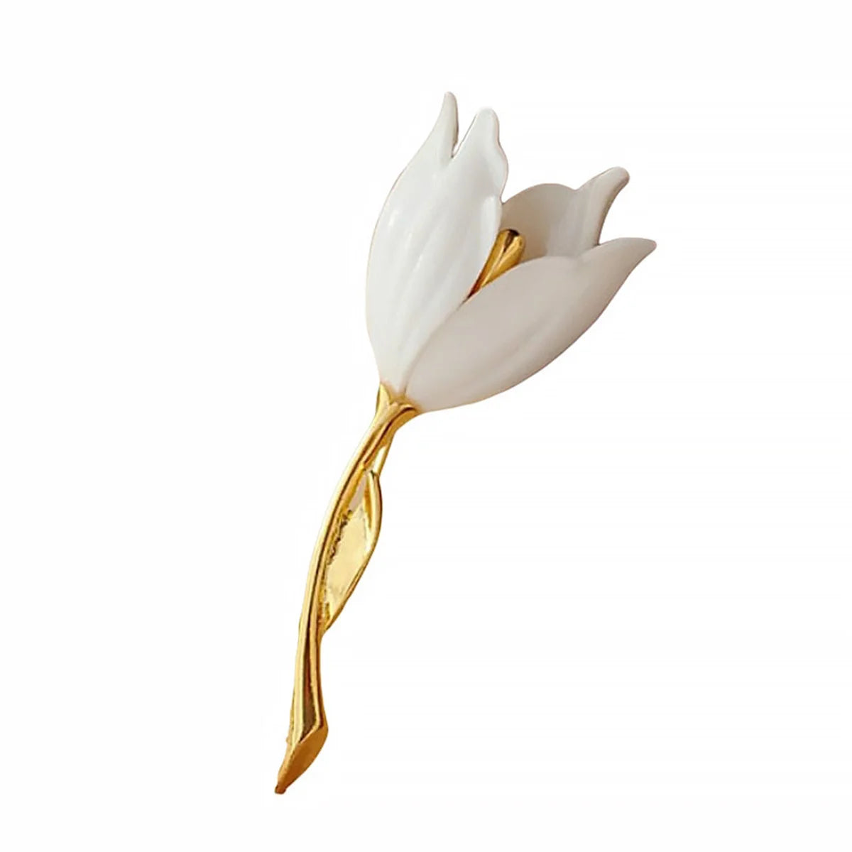 Rinhoo Luxury Pink Green Zircon Tulip Flower Brooch For Women Elegant Pearl Floral Lapel Pins Plant Button Badge Wedding Jewelry