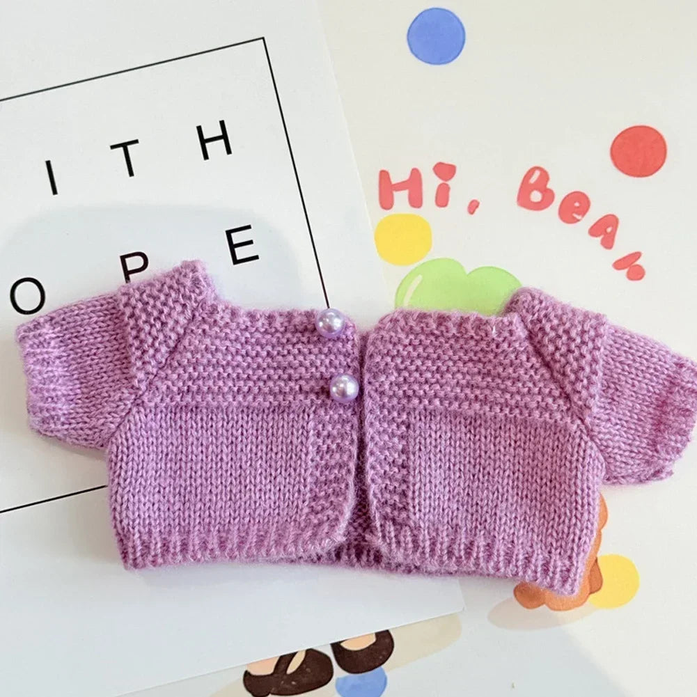Lovely Bow Heart Flower Bud Skirt Set Decor Dress Sweater Cardigan Outfit Dolls Accessories For 17cm/38cm Labubu Doll Clothes