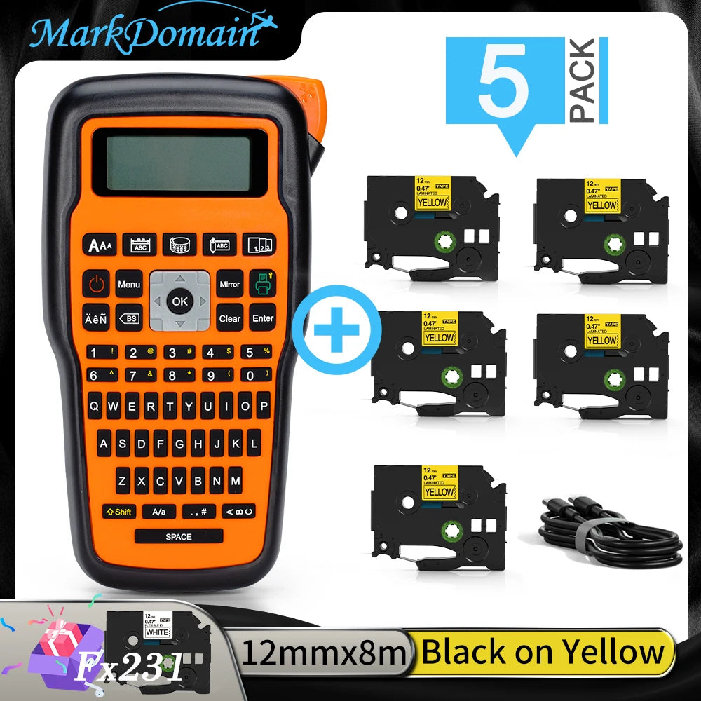 Imprimante portable E1000 Pro, étiqueteuse portable pour travaux d'étiquetage industriel, compatible avec le ruban d'étiquettes Brother TZe-231