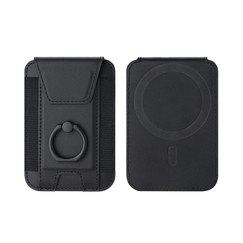 Magsafe Phone Wallet Card Holder with Ring Stand Flap Cover Pu Leather Wallet Magnetic Phone Case for Iphone 12 13 14 15 16 Pro