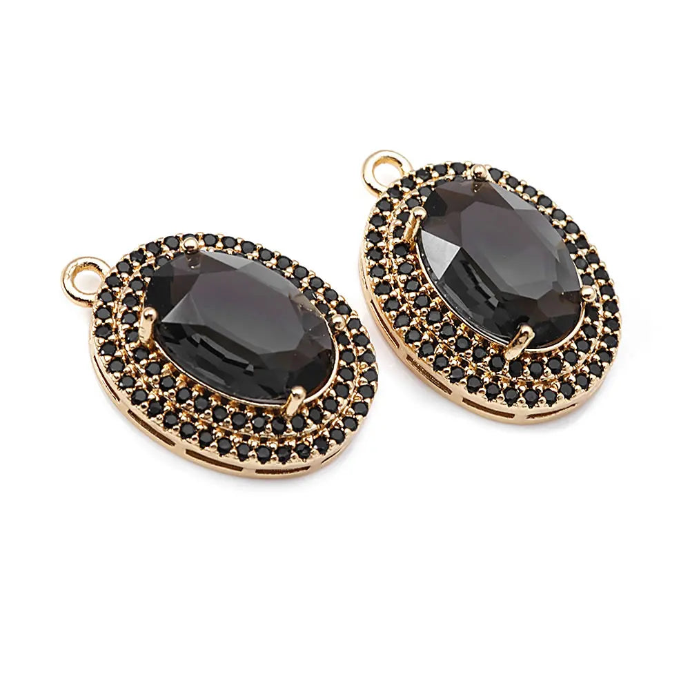 4PCS 18K Gold Color Brass Zircon Glass Oval Charms Pendants Necklace Earrings Diy Jewelry Accessories Rosediy official-website