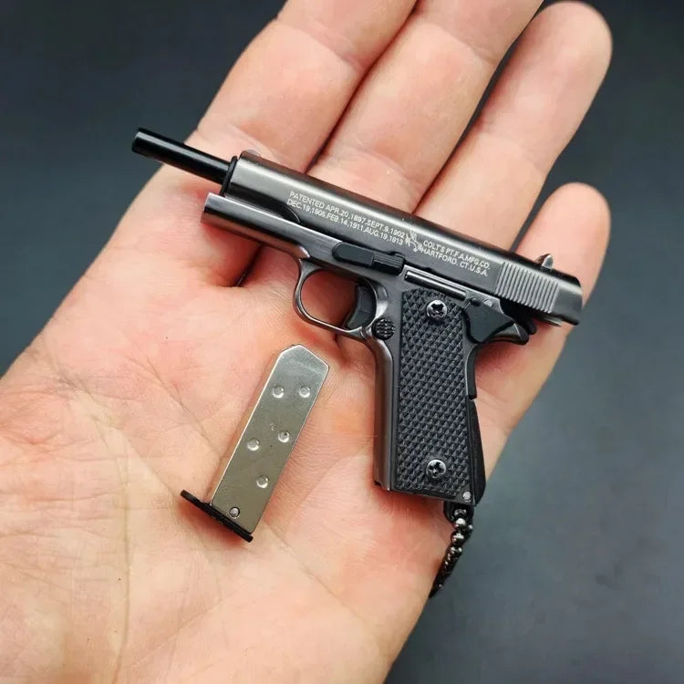 Detachable 1:3 Mini Alloy Colt 1911 Pistol Model PUBG Jedi Toy Gun Keychain Fidget Toy for Boy Collection Adults Chrismas Gift