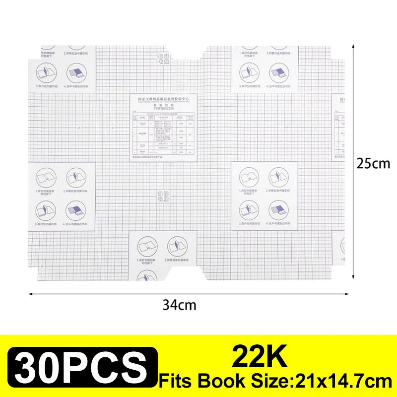 Lot de 10 à 30 protège-livres autocollants transparents et mats A4/16K/22K, imperméables, pour manuels scolaires, fournitures d'emballage